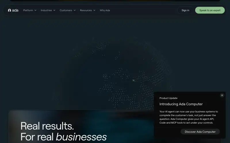 Screenshot of ada.cx, further down the homepage