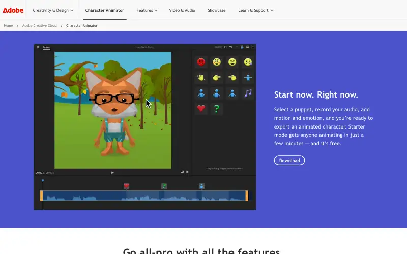 Screenshot of adobe.com, further down the homepage