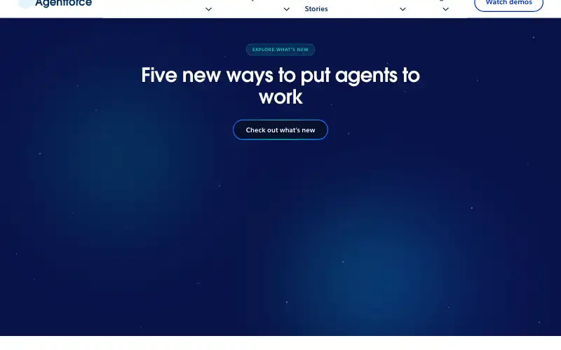 Screenshot of salesforce.com, further down the homepage