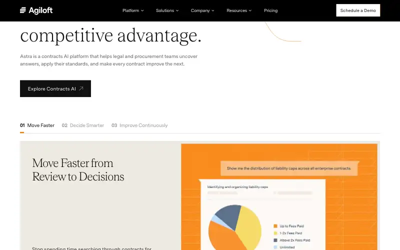 Screenshot of agiloft.com, further down the homepage