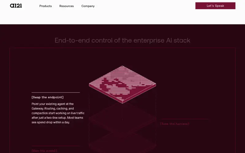 Screenshot of ai21.com, further down the homepage