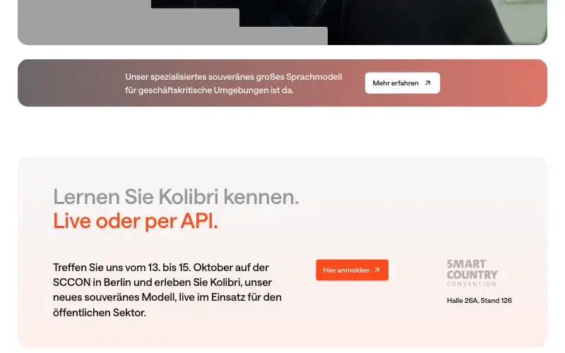 Screenshot of aleph-alpha.com, further down the homepage