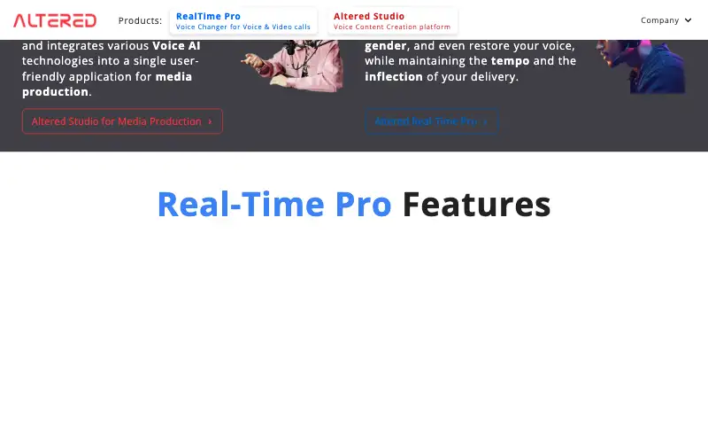 Screenshot of altered.ai, further down the homepage