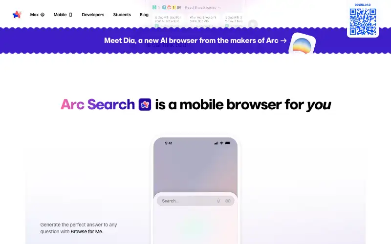 Screenshot of arc.net, further down the homepage