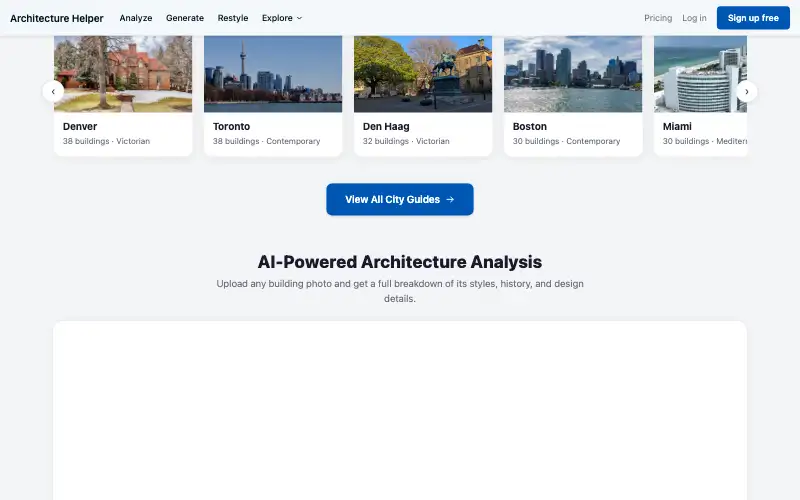 Screenshot of architecturehelper.com, further down the homepage
