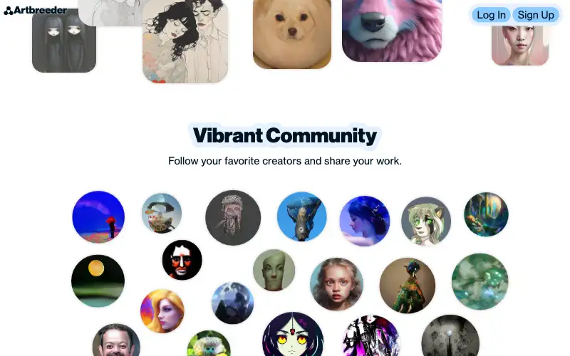 Screenshot of artbreeder.com, further down the homepage
