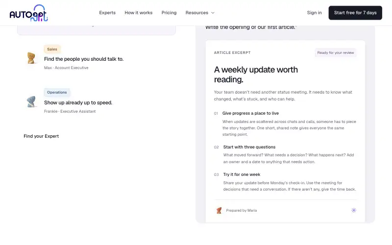 Screenshot of agpt.co, further down the homepage