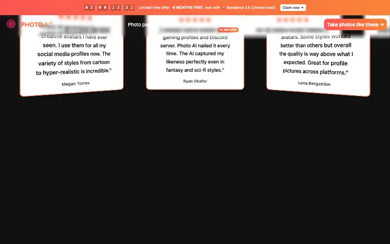 Screenshot of photoai.com, further down the homepage