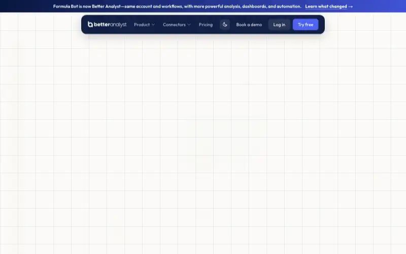Screenshot of betteranalyst.com, further down the homepage