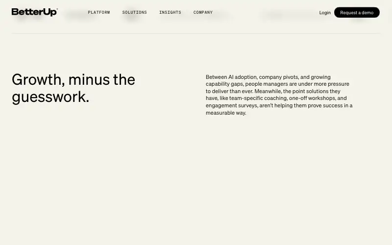 Screenshot of betterup.com, further down the homepage