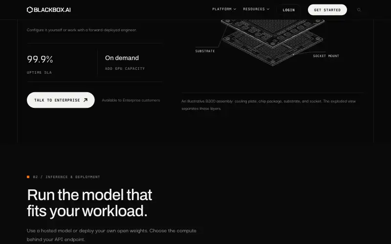 Screenshot of blackbox.ai, further down the homepage