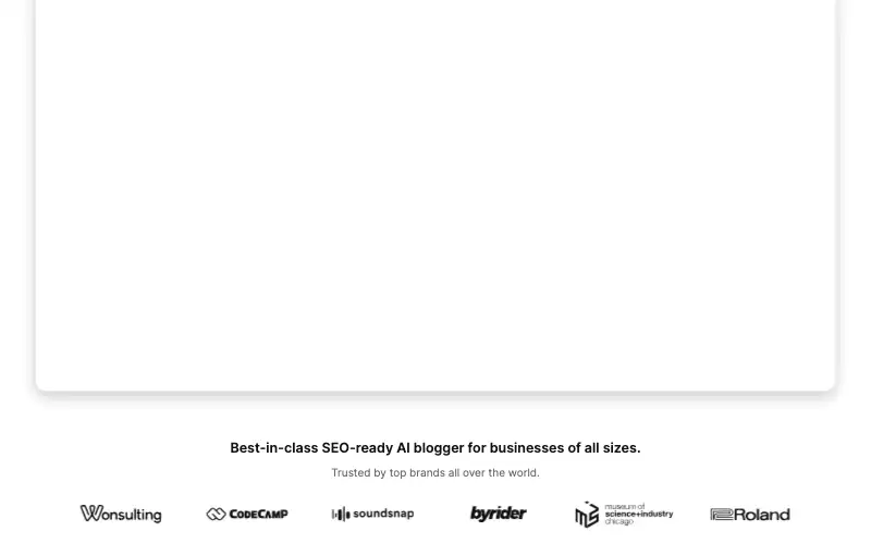Screenshot of blogseo.ai, further down the homepage