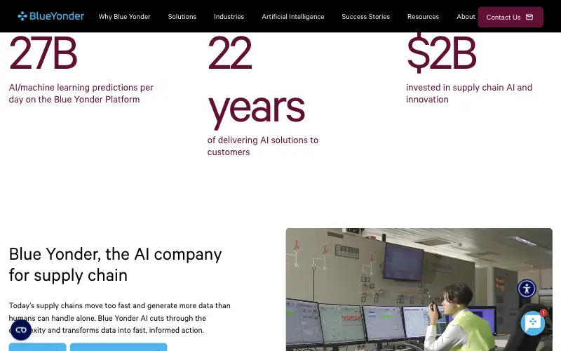 Screenshot of blueyonder.com, further down the homepage