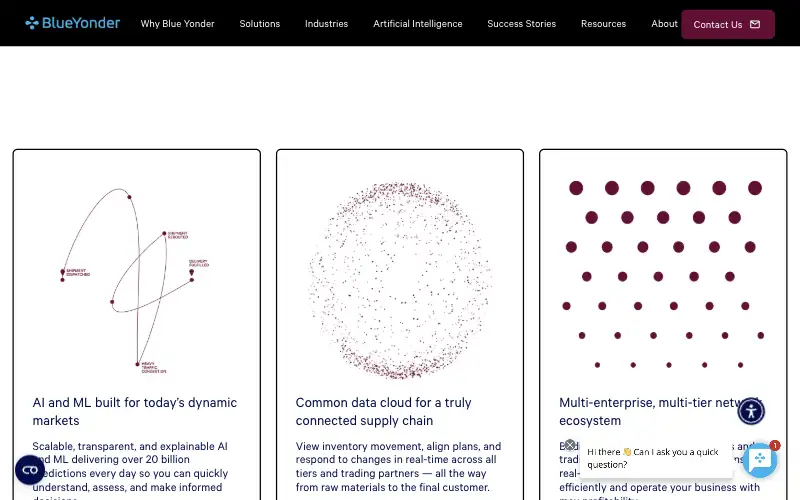 Screenshot of blueyonder.com, further down the homepage