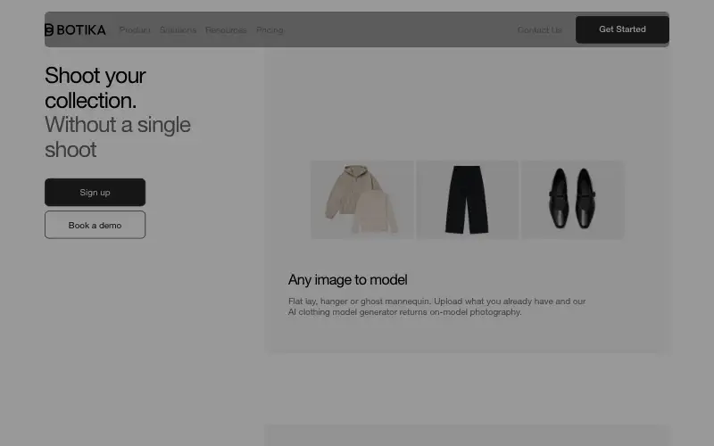Screenshot of botika.com, further down the homepage