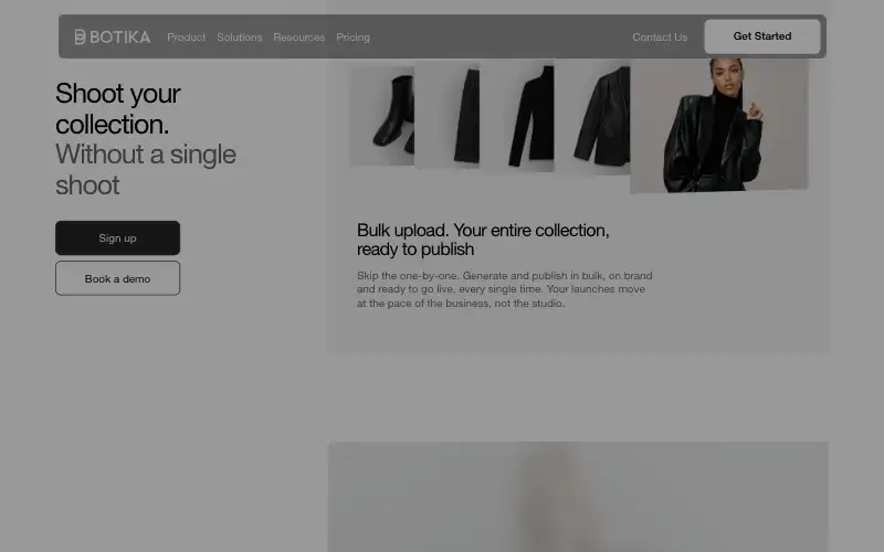 Screenshot of botika.com, further down the homepage