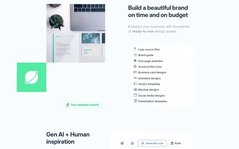 Screenshot of brandmark.io, further down the homepage
