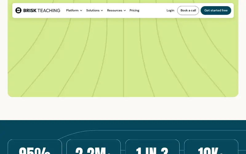 Screenshot of briskteaching.com, further down the homepage
