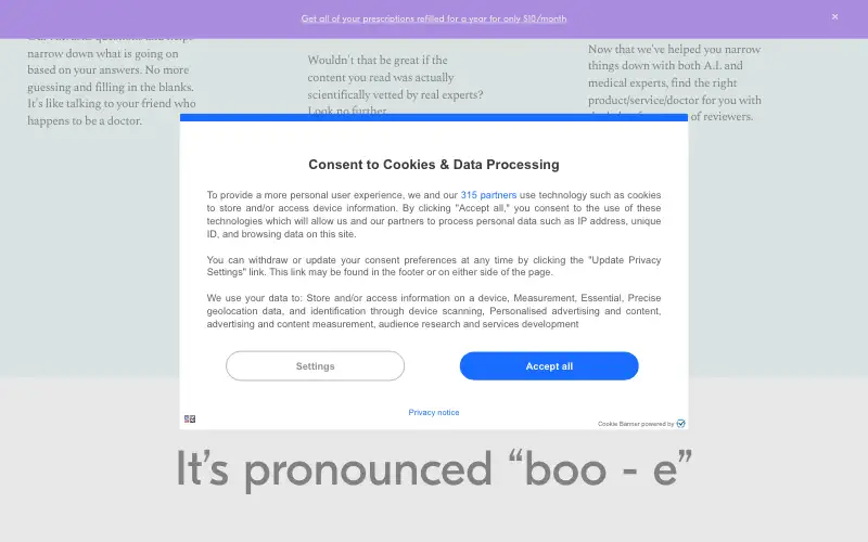 Screenshot of buoyhealth.com, further down the homepage