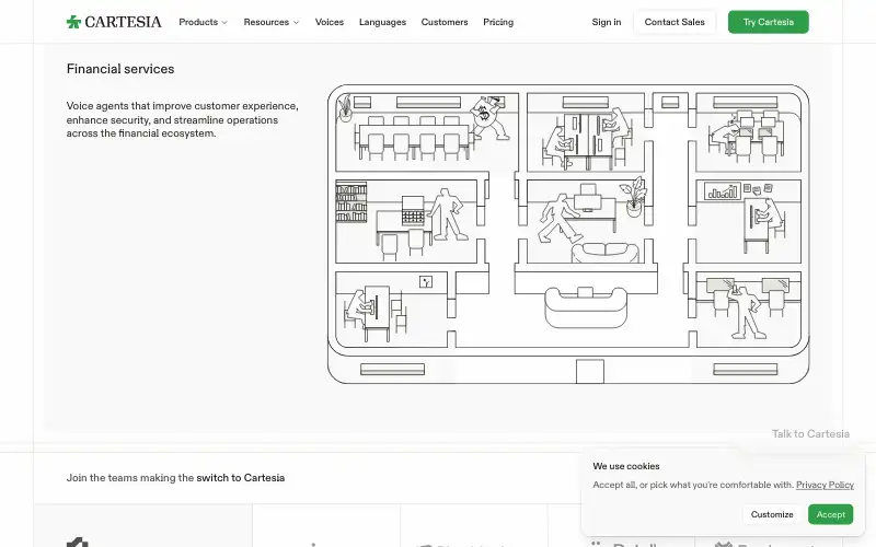 Screenshot of cartesia.ai, further down the homepage