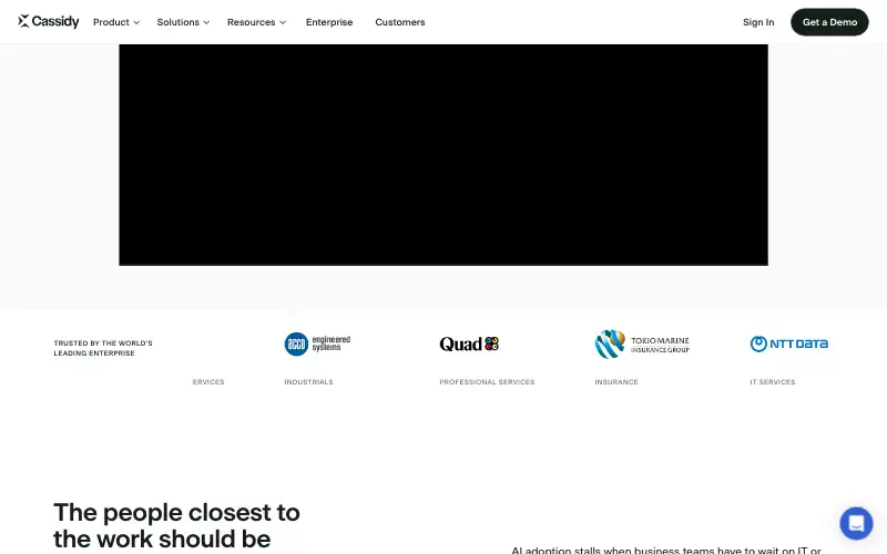 Screenshot of cassidyai.com, further down the homepage