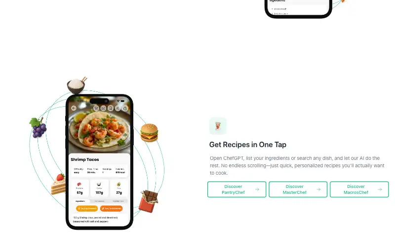 Screenshot of chefgpt.xyz, further down the homepage