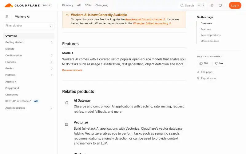 Screenshot of developers.cloudflare.com, further down the homepage