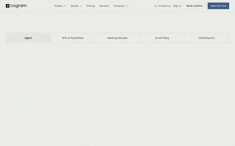 Screenshot of cogram.com, further down the homepage
