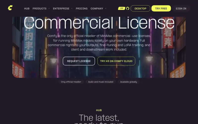 Screenshot of comfy.org, further down the homepage