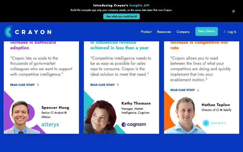 Screenshot of crayon.co, further down the homepage
