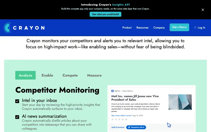 Screenshot of crayon.co, further down the homepage
