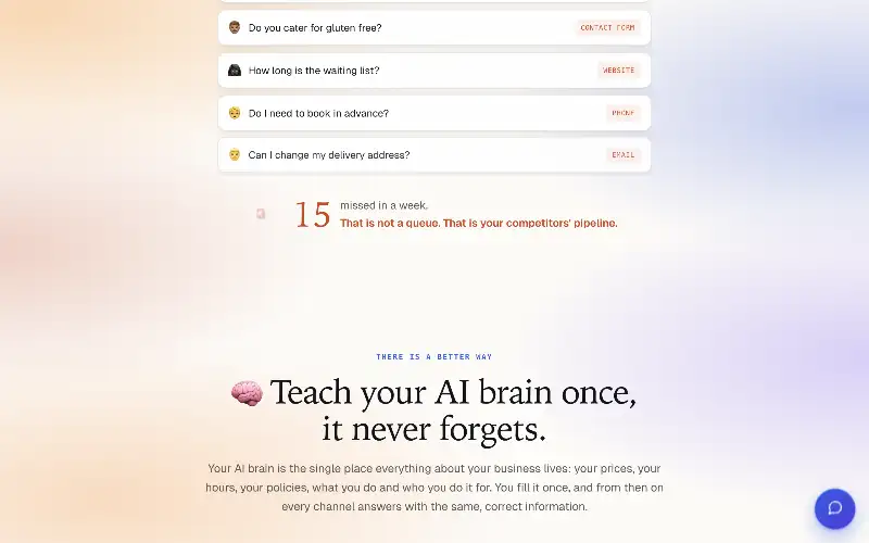Screenshot of dante-ai.com, further down the homepage