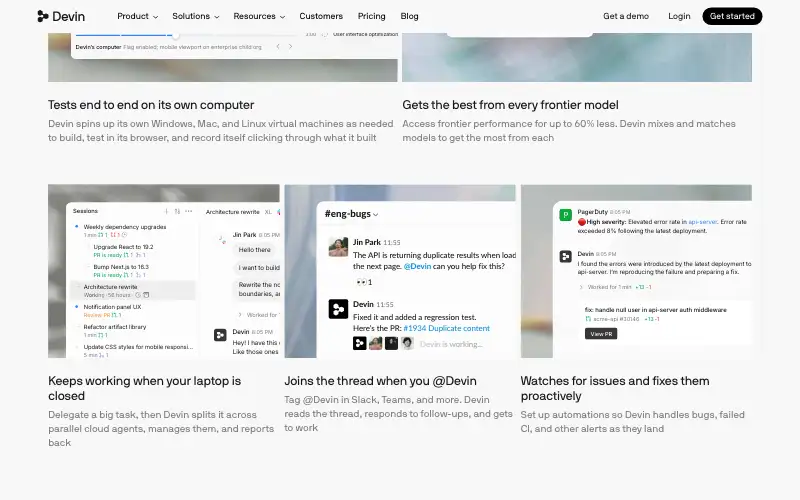Screenshot of devin.ai, further down the homepage