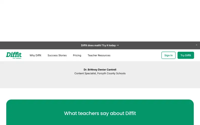 Screenshot of web.diffit.me, further down the homepage