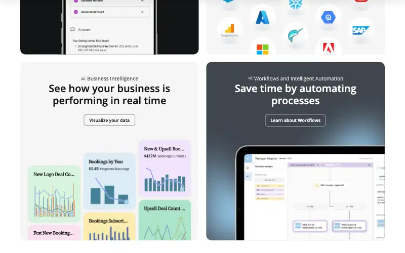 Screenshot of domo.com, further down the homepage