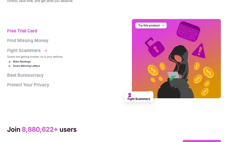 Screenshot of donotpay.com, further down the homepage