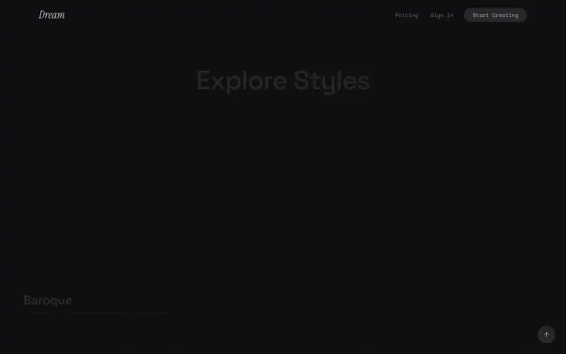 Screenshot of dream.ai, further down the homepage
