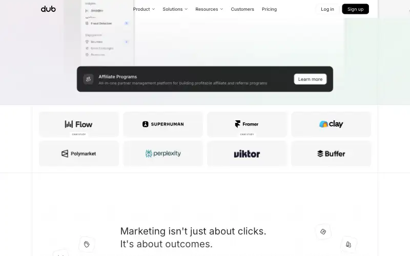 Screenshot of dub.co, further down the homepage