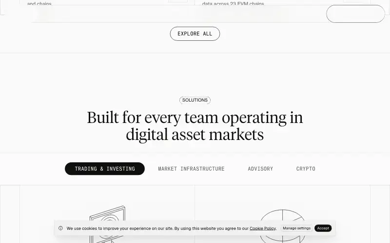 Screenshot of dune.com, further down the homepage
