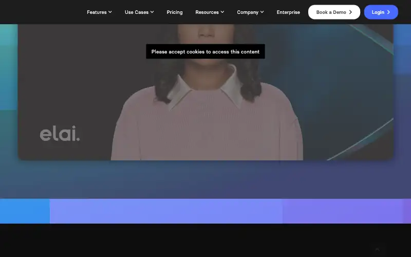 Screenshot of elai.io, further down the homepage