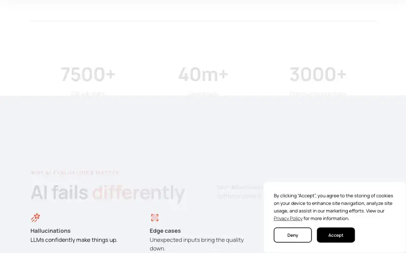Screenshot of evidentlyai.com, further down the homepage