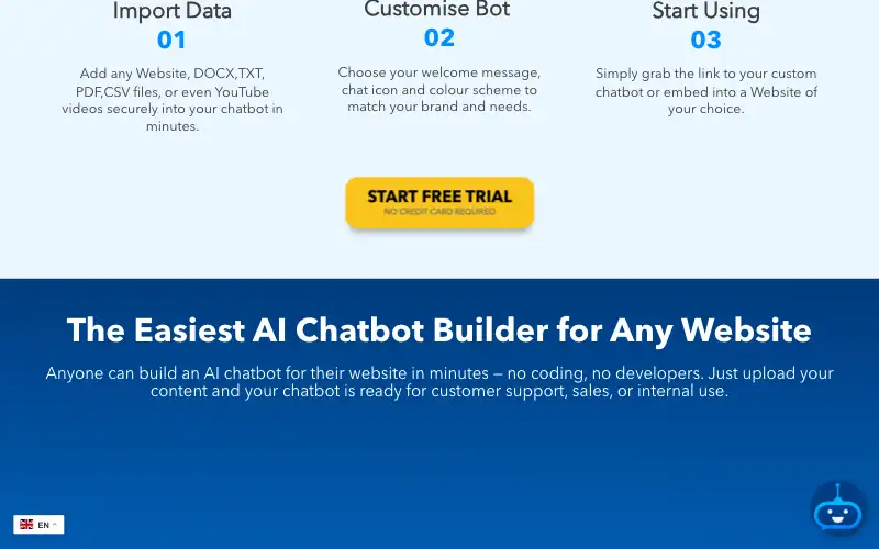 Screenshot of fastbots.ai, further down the homepage