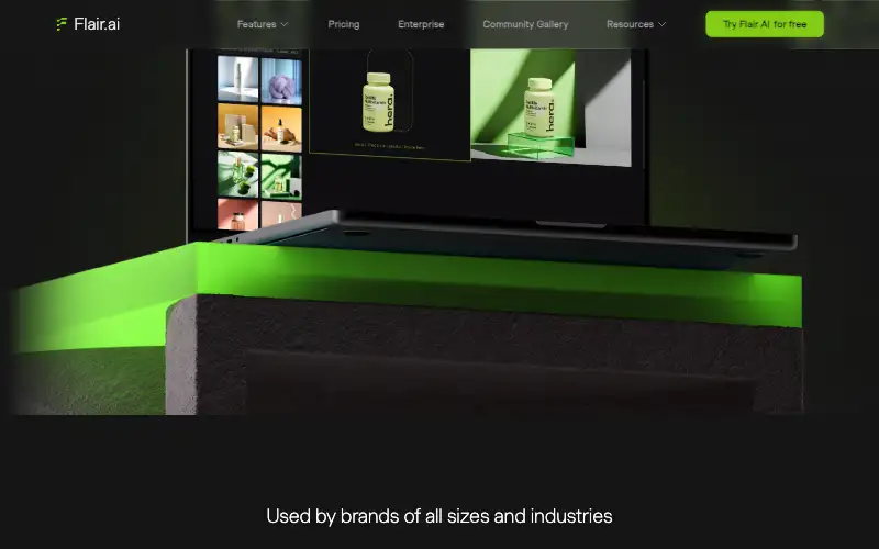 Screenshot of flair.ai, further down the homepage
