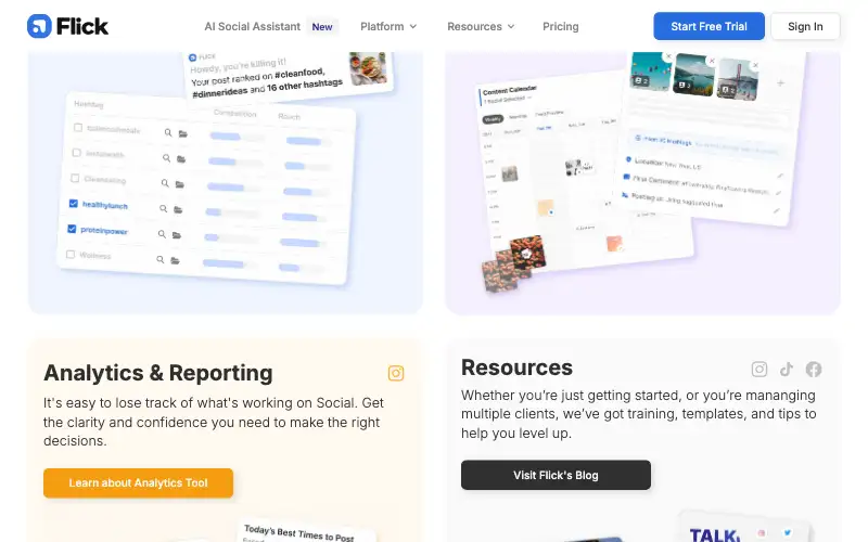 Screenshot of flick.social, further down the homepage