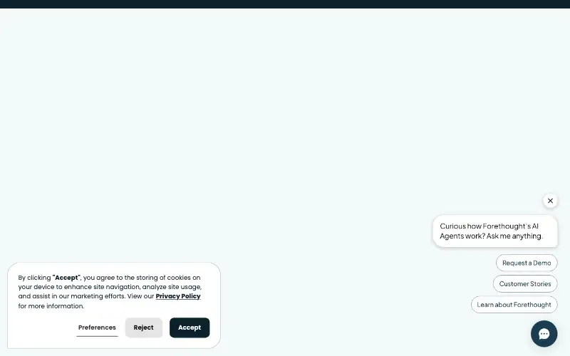 Screenshot of forethought.ai, further down the homepage