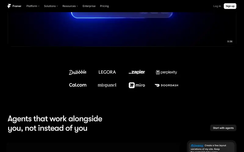Screenshot of framer.com, further down the homepage