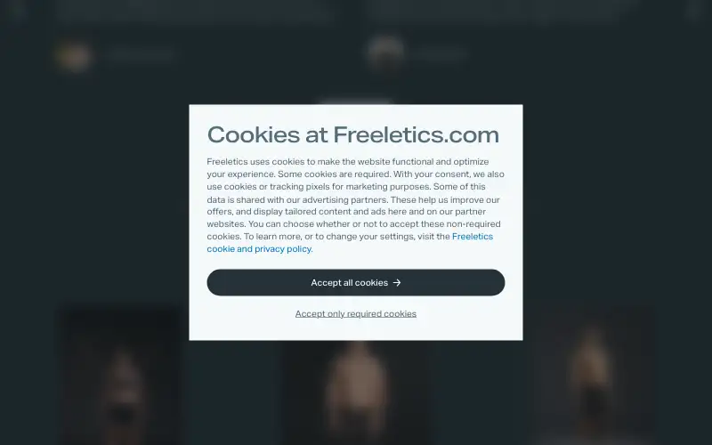 Screenshot of freeletics.com, further down the homepage