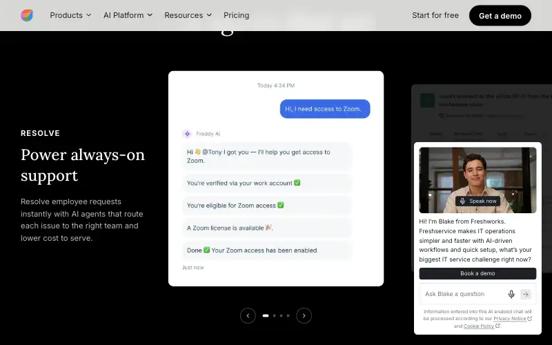 Screenshot of freshworks.com, further down the homepage