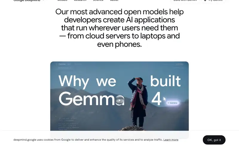 Screenshot of deepmind.google, further down the homepage