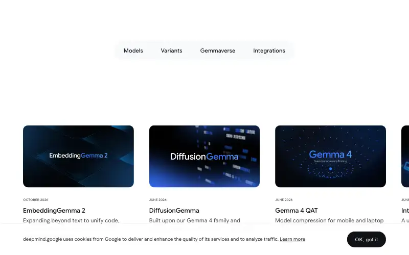 Screenshot of deepmind.google, further down the homepage